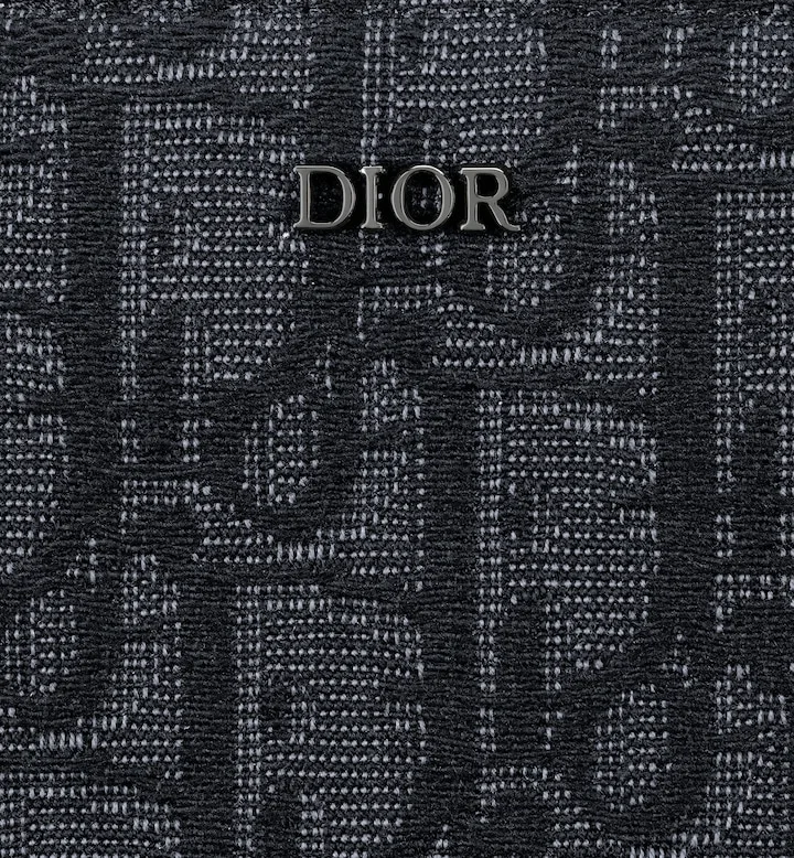 Zipped Long Wallet Black Oblique Jacquard
