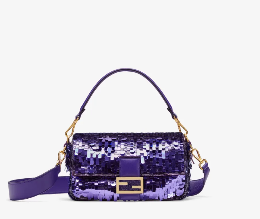 FENDI Baguette Purple sequined bag