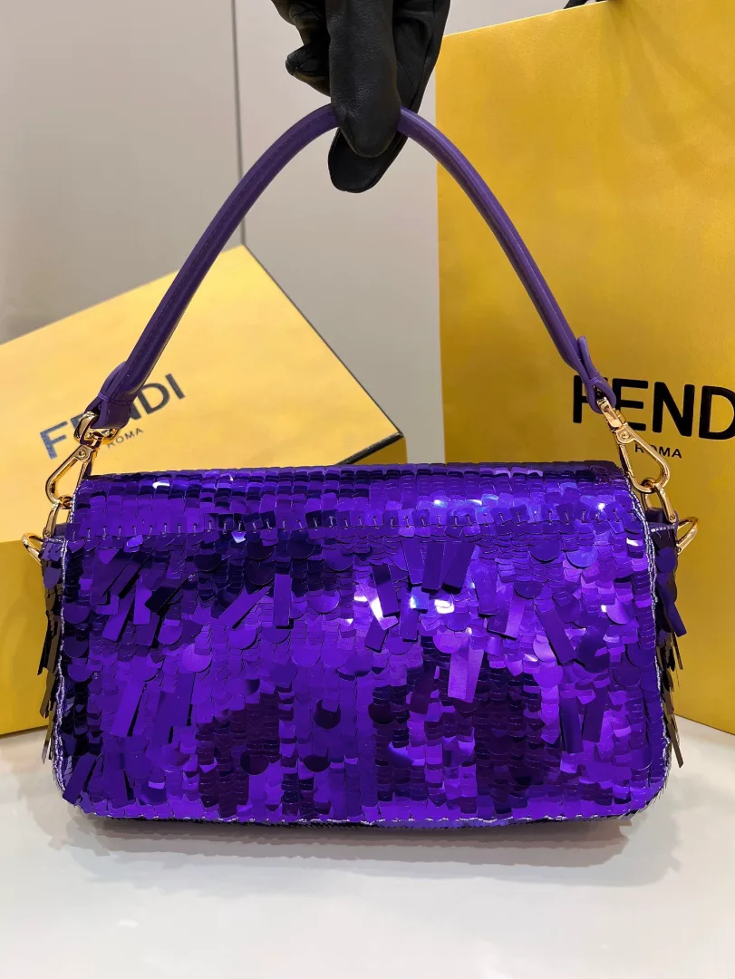 FENDI Baguette Purple sequined bag