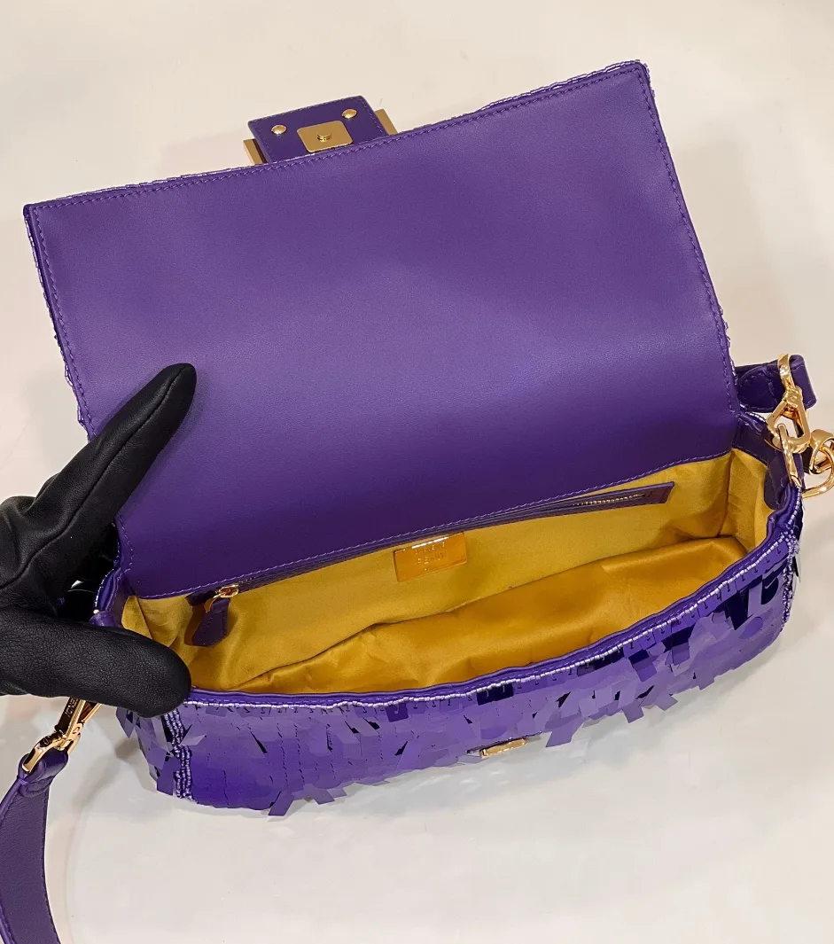 FENDI Baguette Purple sequined bag