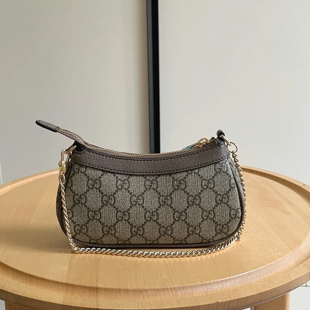 Gucci Ophidia Mini Collection Handbag - Beige And Dark Brown Bag