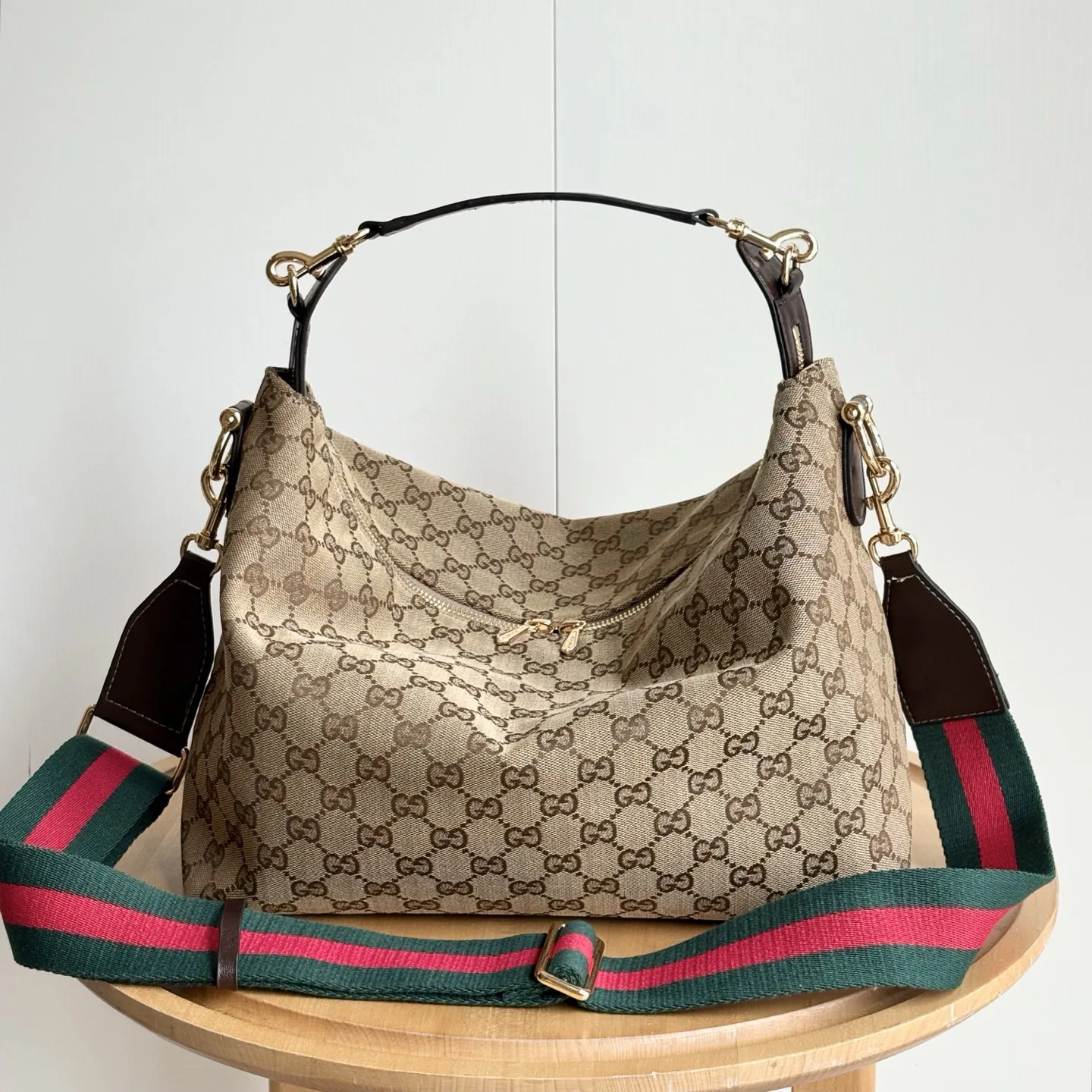 Gucci Brera crossbody bag Sand and dark brown GG canvas - Bag