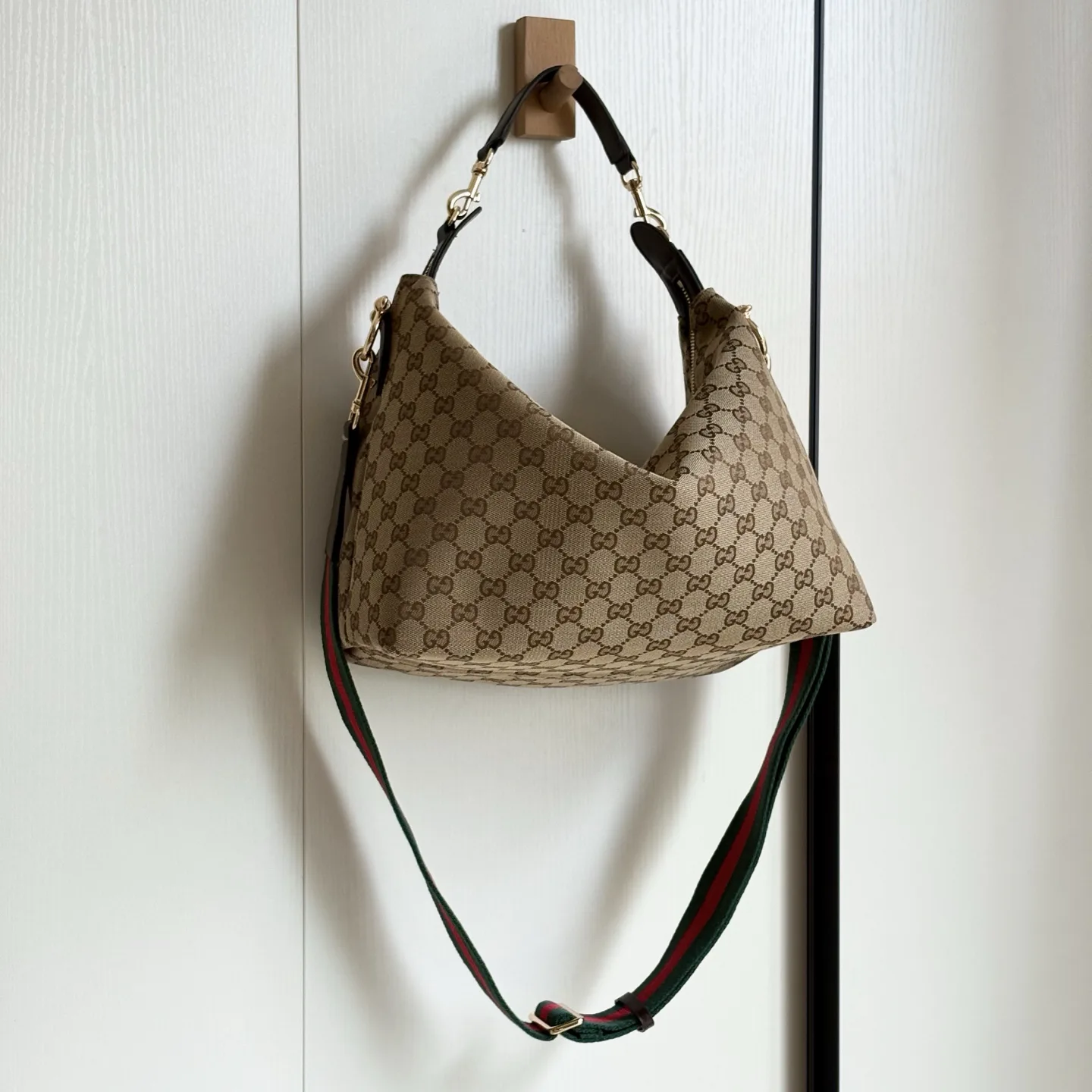 Gucci Brera crossbody bag Sand and dark brown GG canvas - Bag