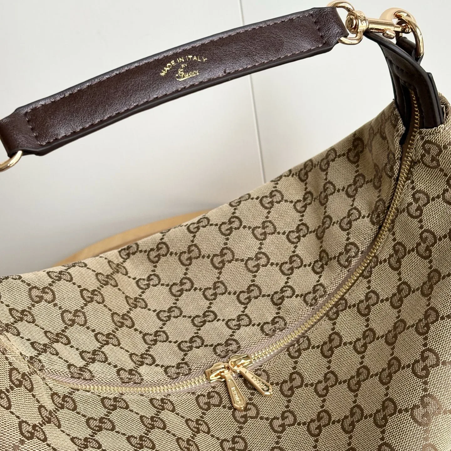 Gucci Brera crossbody bag Sand and dark brown GG canvas - Bag