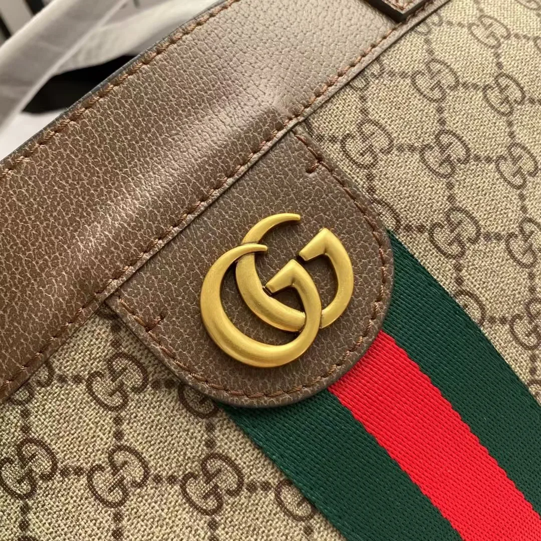 Gucci GG Monogram Web Ophidia Medium Tote Brown