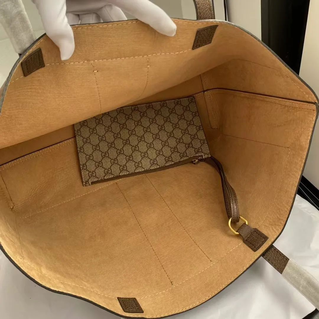 Gucci GG Monogram Web Ophidia Medium Tote Brown