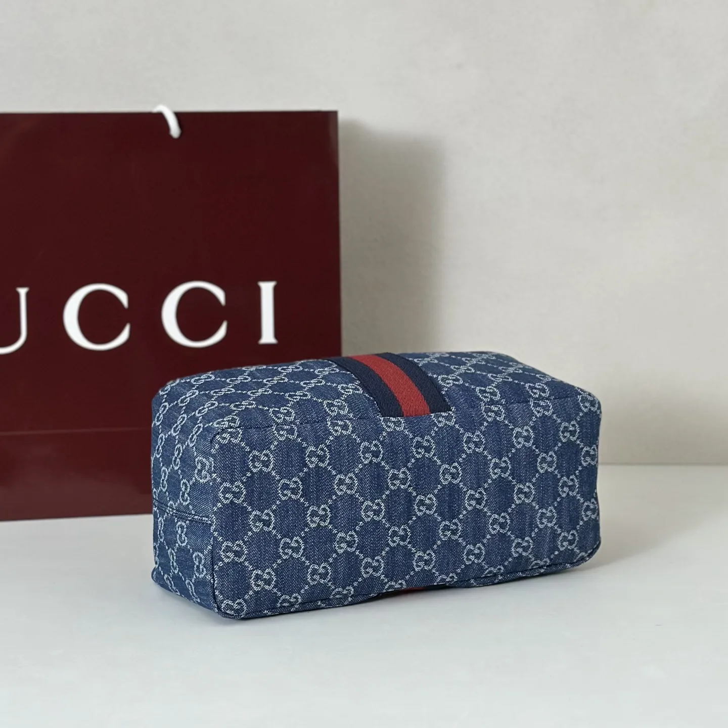 Gucci Vanity Top Handle Blue and white GG denim - Bag