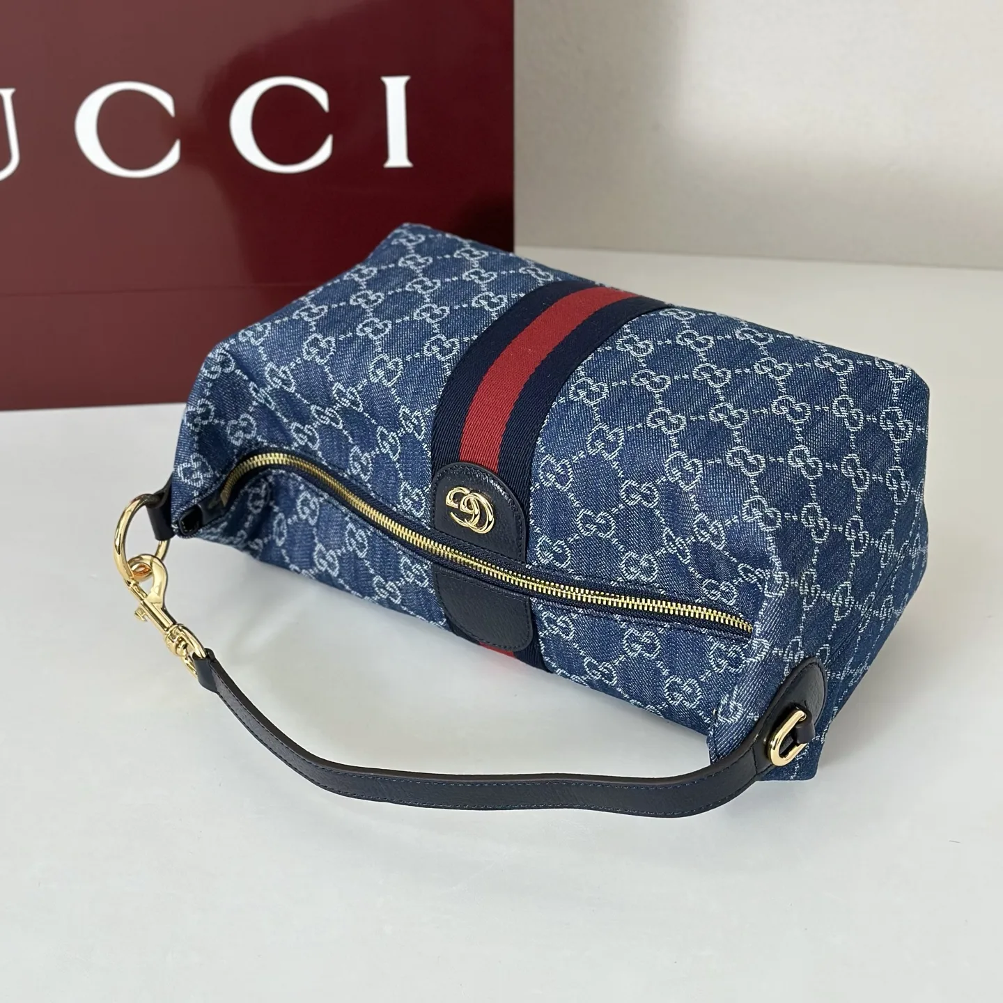 Gucci Vanity Top Handle Blue and white GG denim - Bag