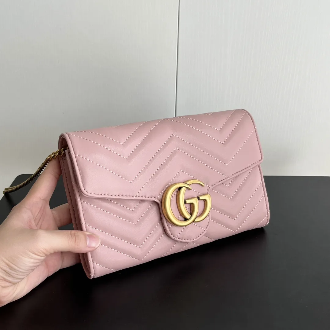 Gucci Marmont Chain Wallet - Pink Gold Wallet