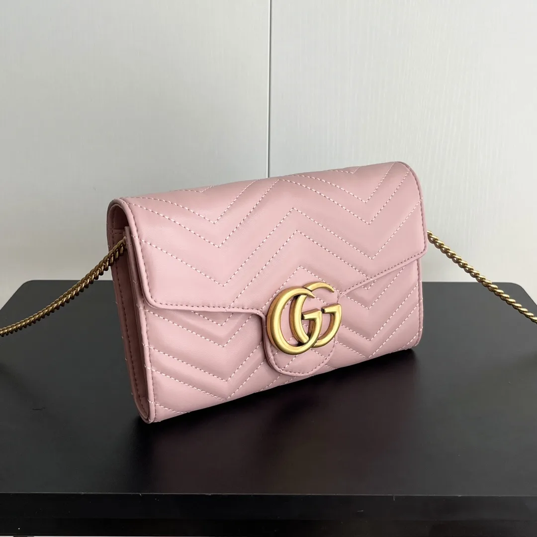 Gucci Marmont Chain Wallet - Pink Gold Wallet