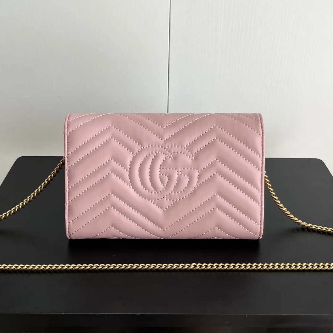 Gucci Marmont Chain Wallet - Pink Gold Wallet