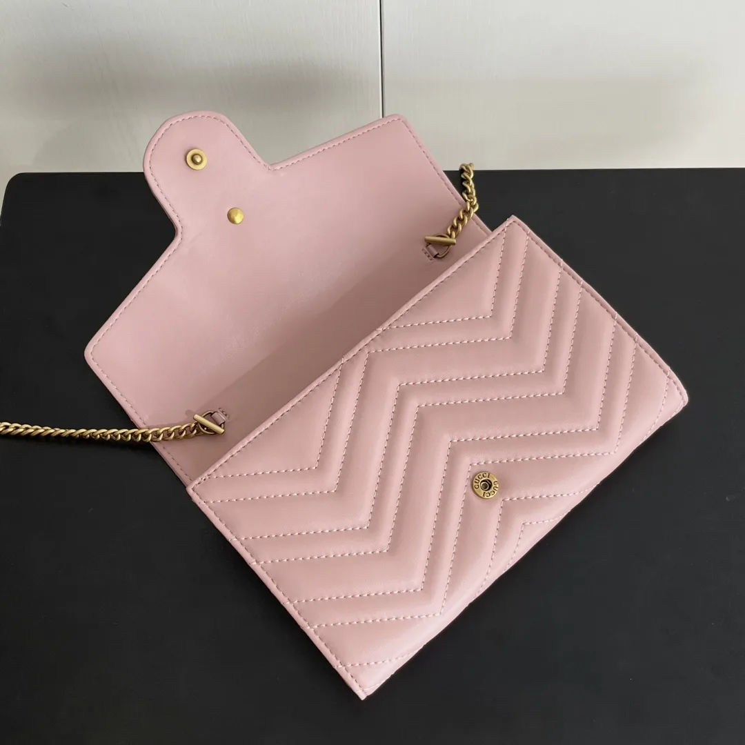 Gucci Marmont Chain Wallet - Pink Gold Wallet