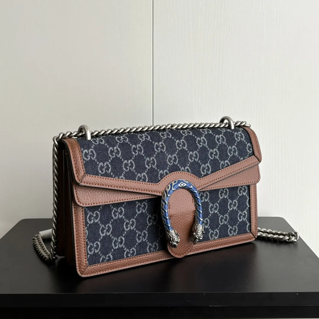 Gucci Dionysus Medium GG-Jacquard Shoulderbag - Blue/Ivory/Brown