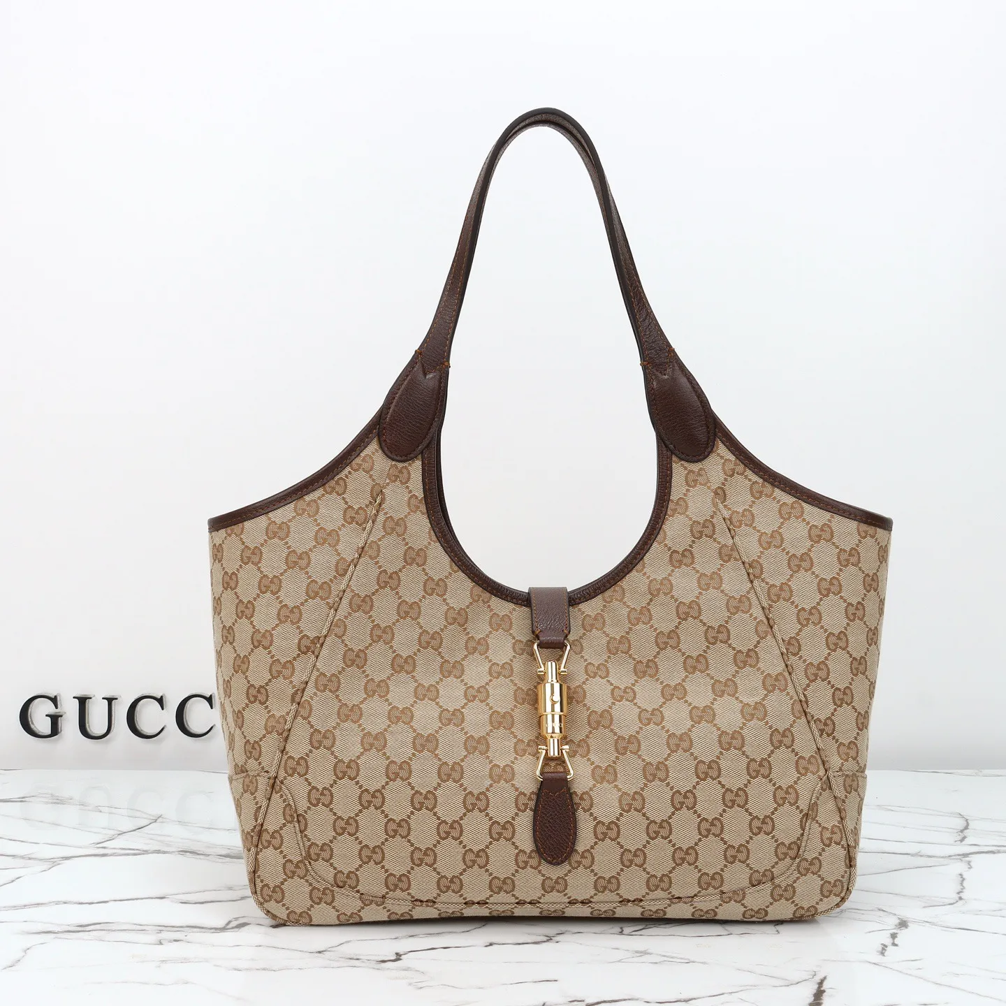 Gucci Mercato tote bag Sand and dark brown GG canvas - Bag