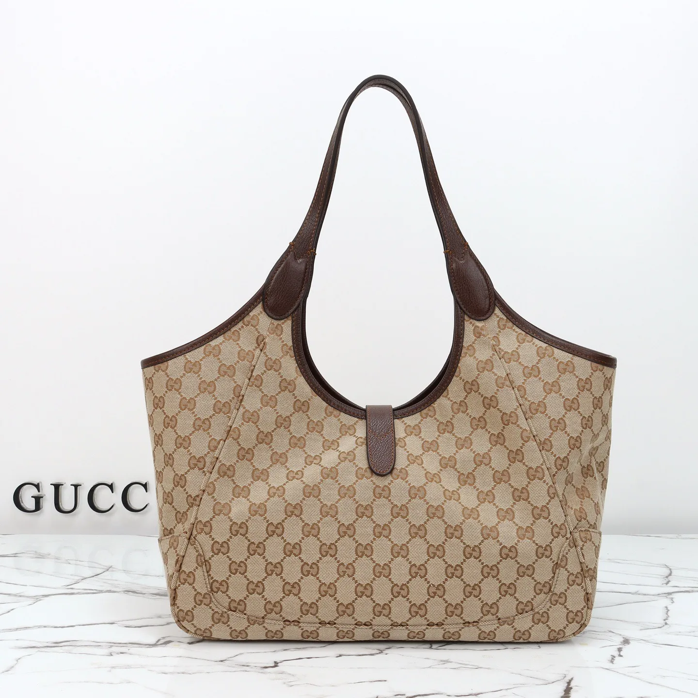 Gucci Mercato tote bag Sand and dark brown GG canvas - Bag