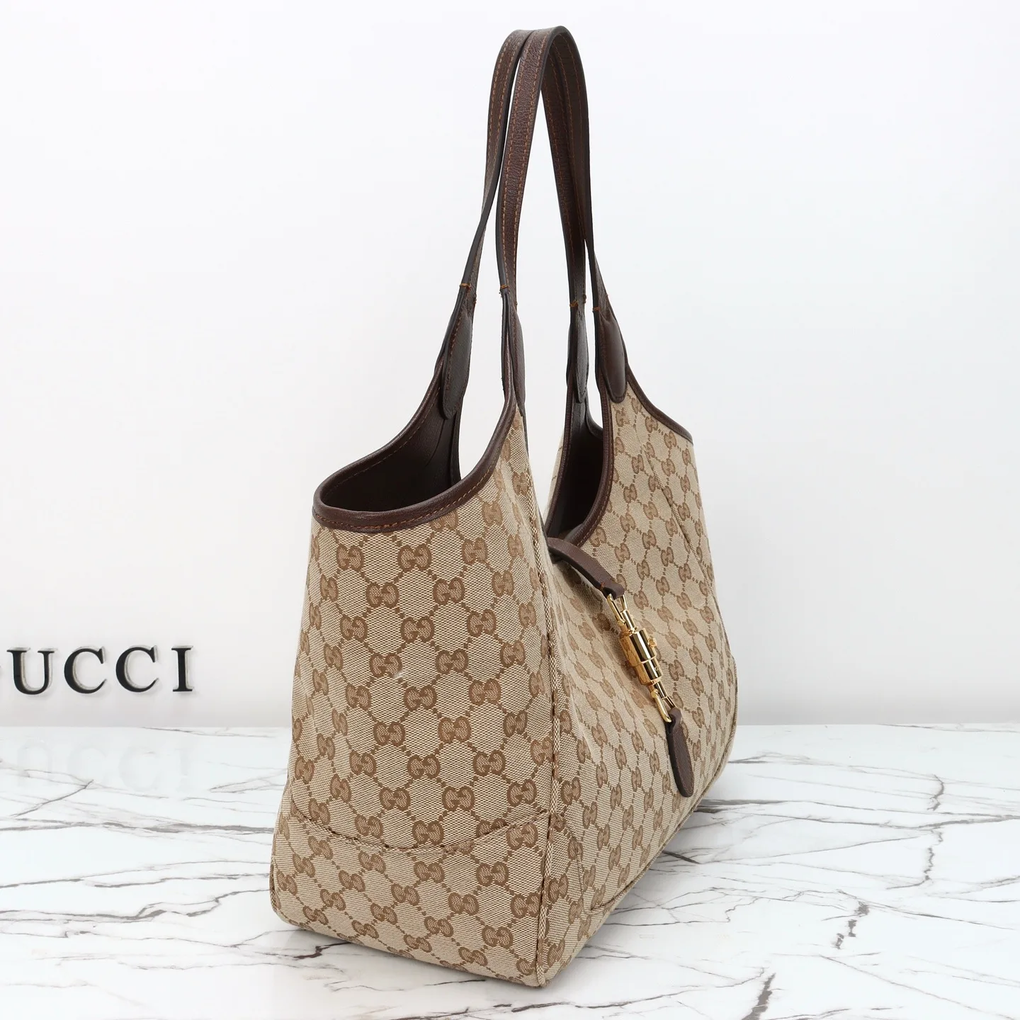 Gucci Mercato tote bag Sand and dark brown GG canvas - Bag