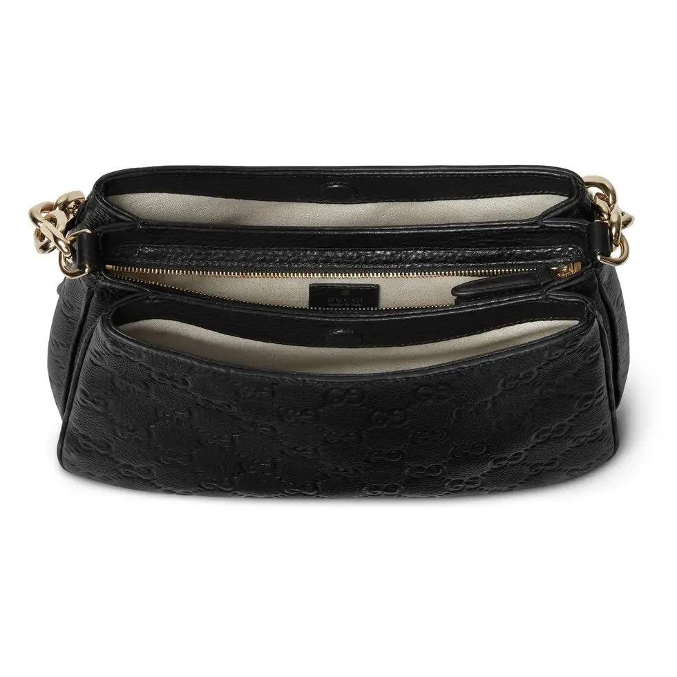 Gucci Emblem Black Grainy leather Bag