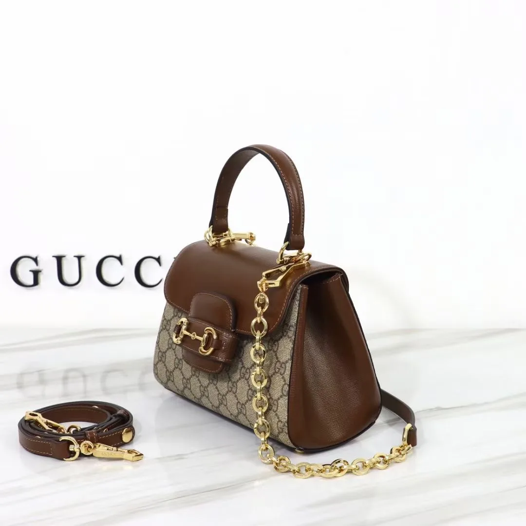 Gucci GG Supreme Horsebit 1955 Small Chain Top Handle - Bag