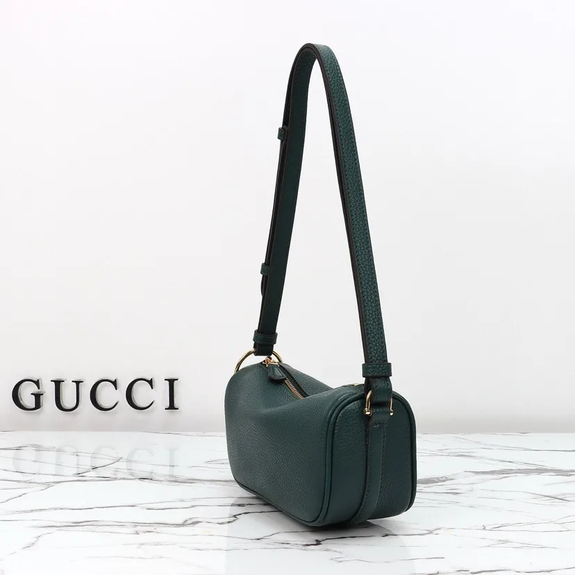 Gucci Half Horsebit Shoulder Green soft grainy leather Mini Bag