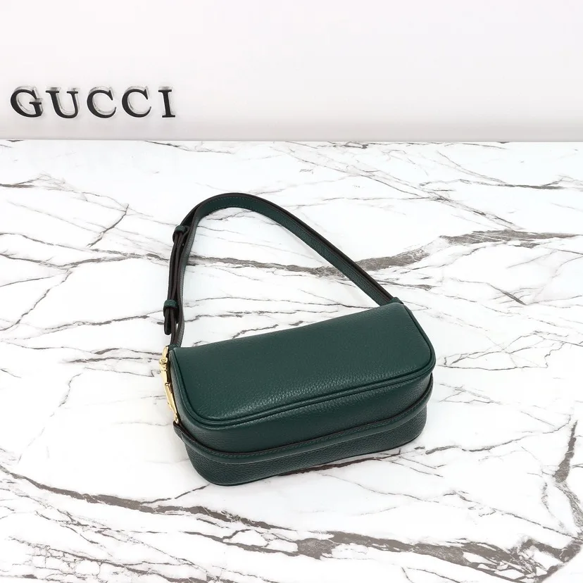 Gucci Half Horsebit Shoulder Green soft grainy leather Mini Bag