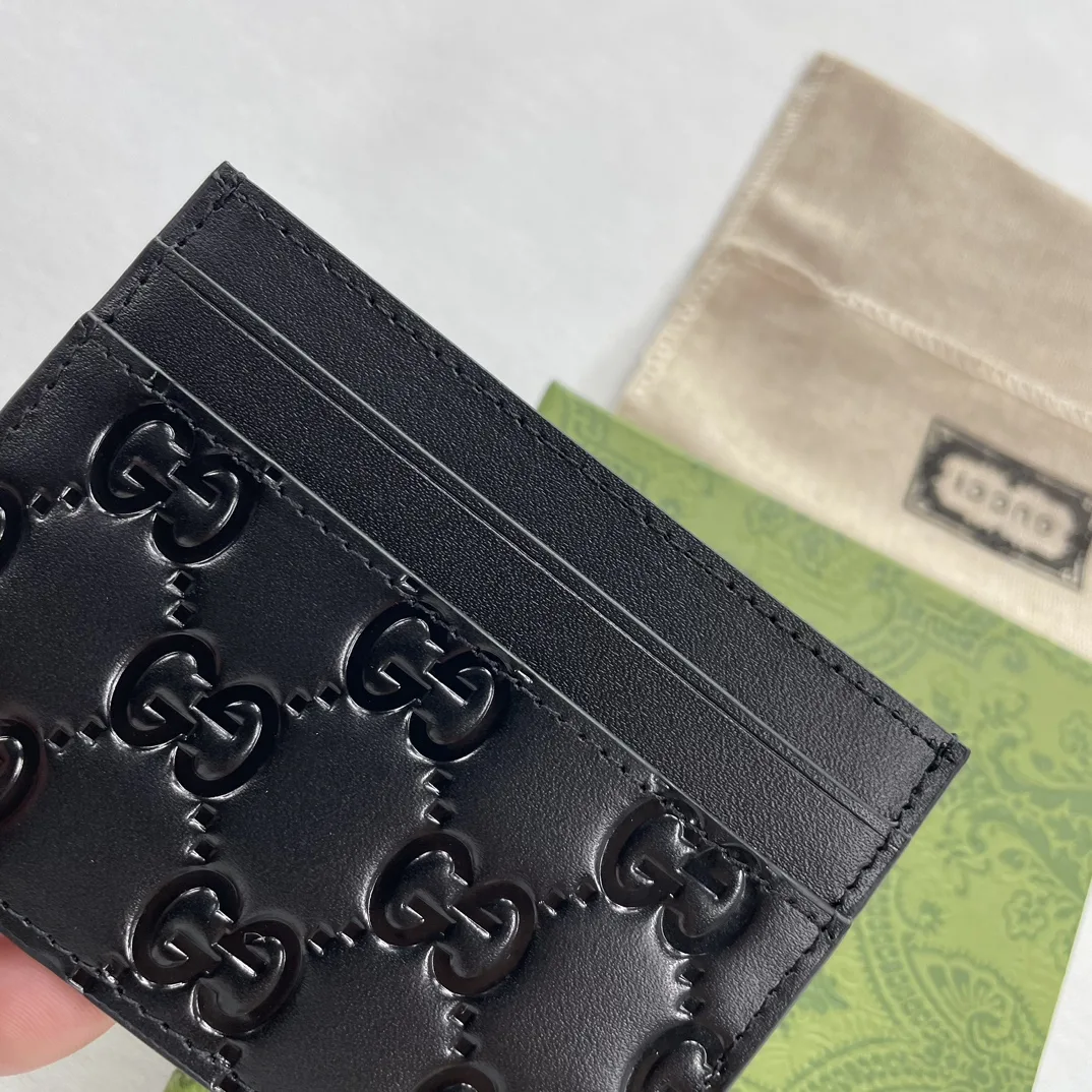 Gucci GG rubber-effect card case black-wallet
