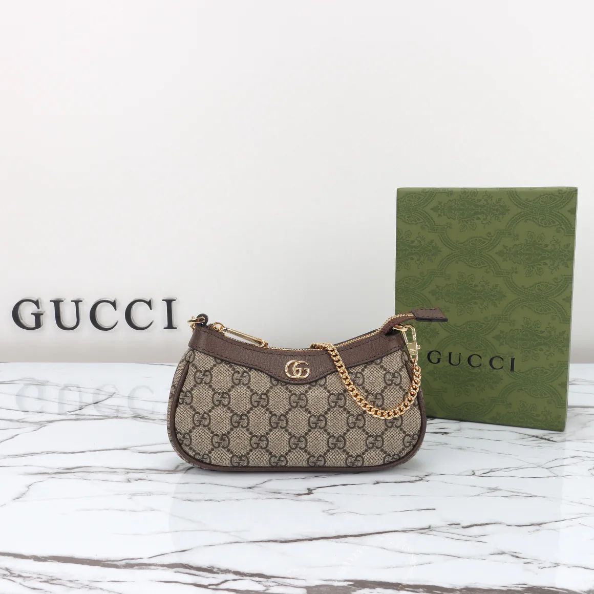 [TOP]Gucci GG Ophidia mini bag in beige and brown
