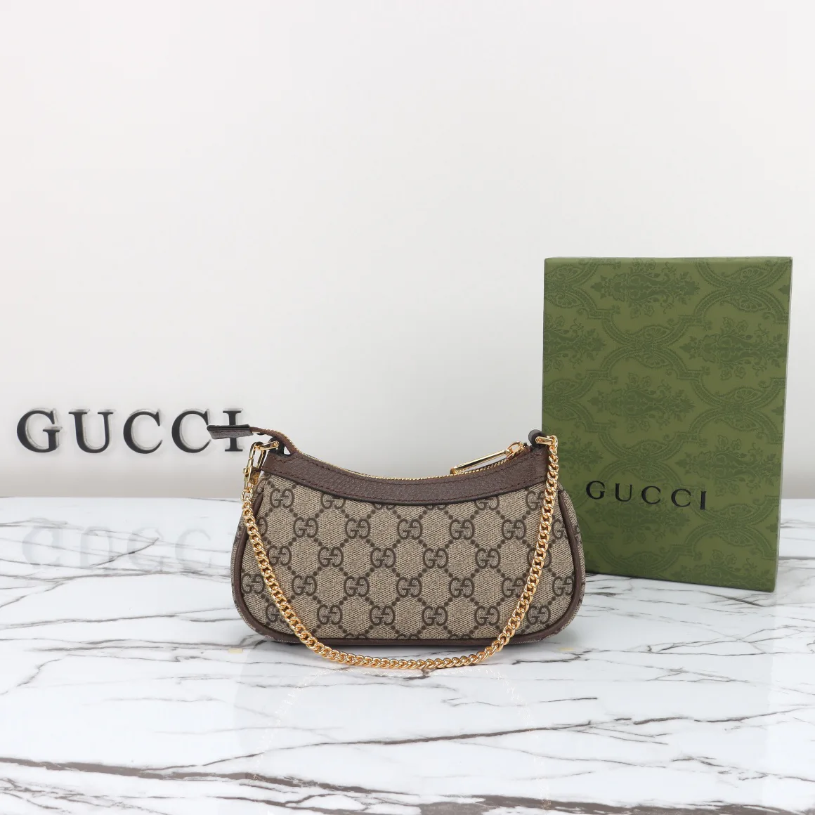 [TOP]Gucci GG Ophidia mini bag in beige and brown