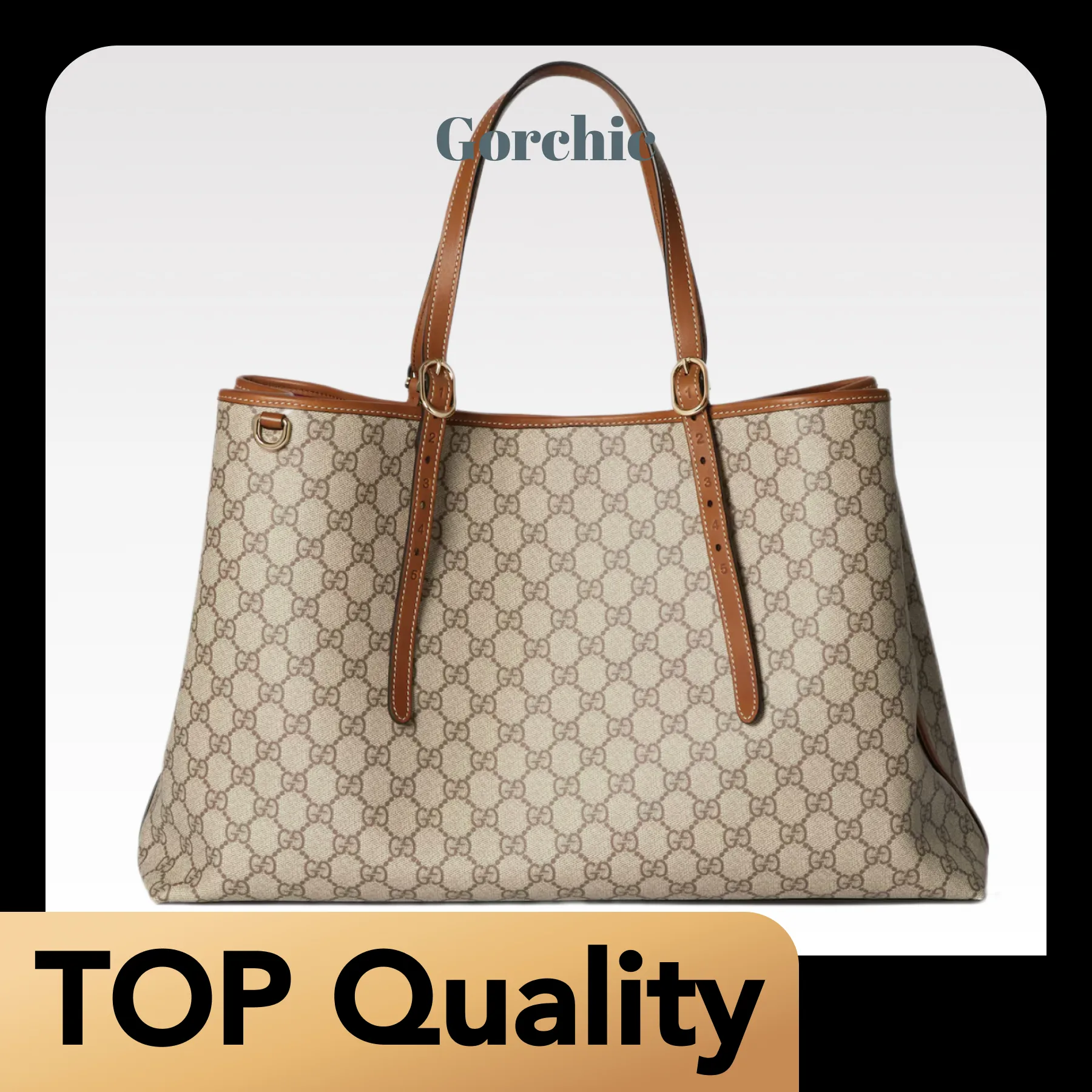 [TOP] Gucci GG Emblem Maxi brown tote bag