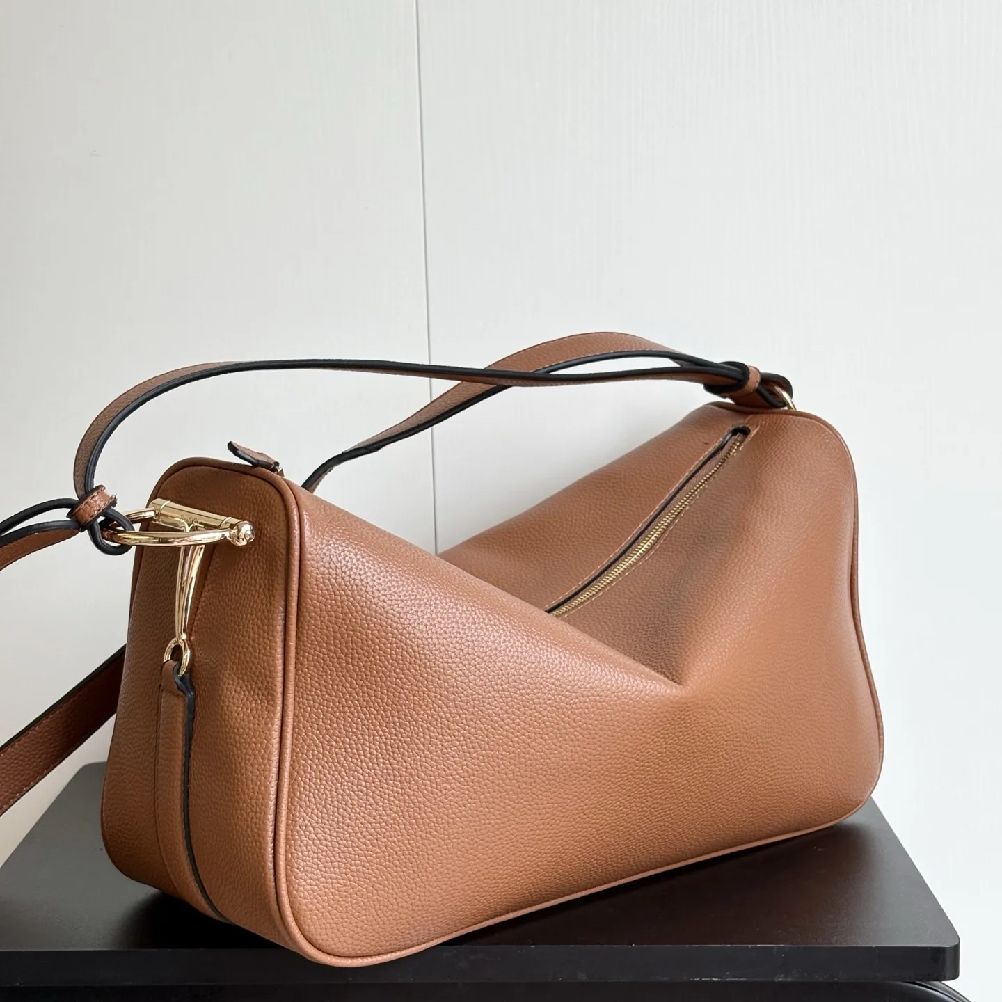 Gucci Half Horsebit Shoulder Brown soft grainy leather Bag