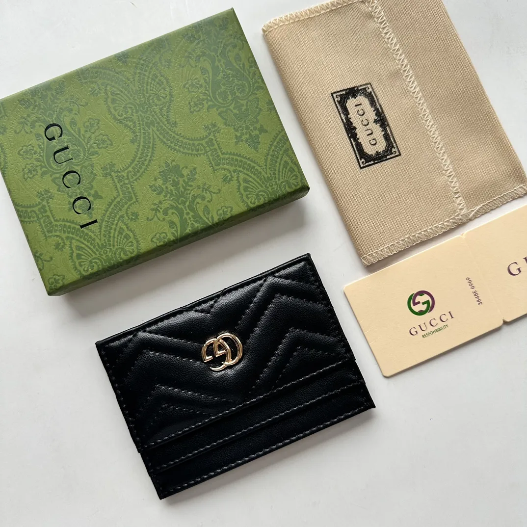 Gucci GG Marmont card case black leather-wallet