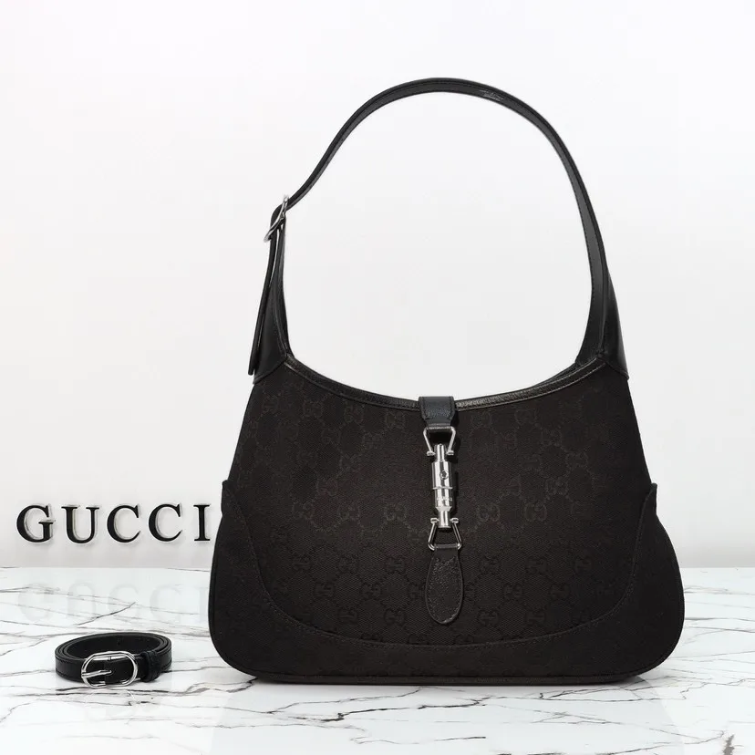 Gucci Jackie 1961 medium shoulder bag Black GG canvas - Bag