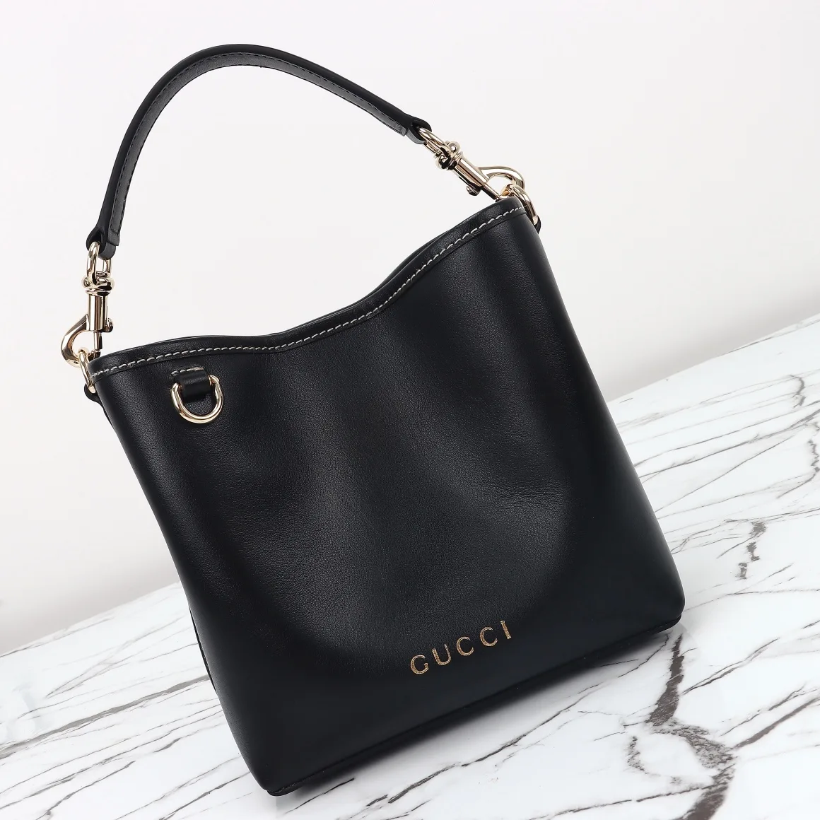 Gucci GG Emblem Bucket Bag - Black