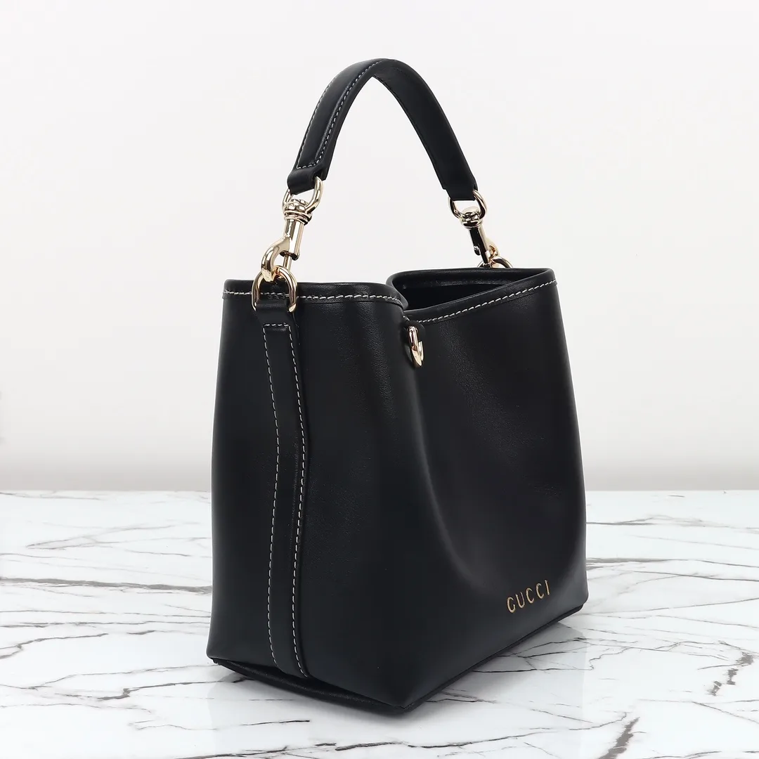 Gucci GG Emblem Bucket Bag - Black
