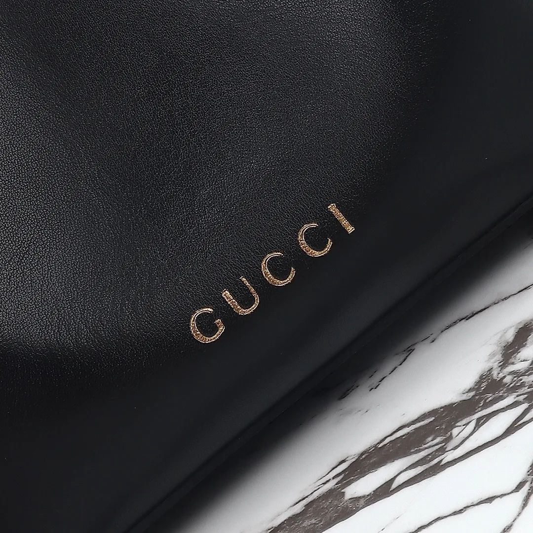 Gucci GG Emblem Bucket Bag - Black