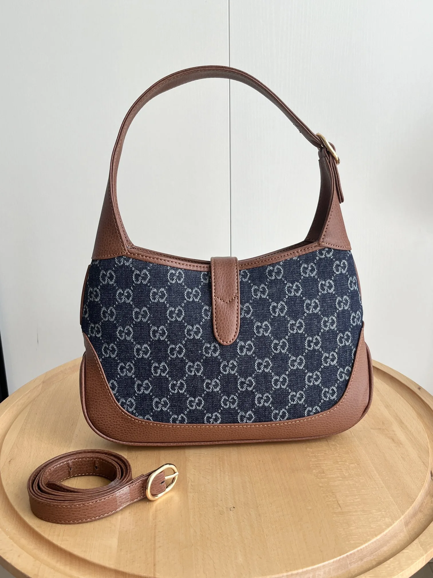 Gucci Jackie 1961 Small Shoulder Bag GG Denim Blue/Ivory - Bag