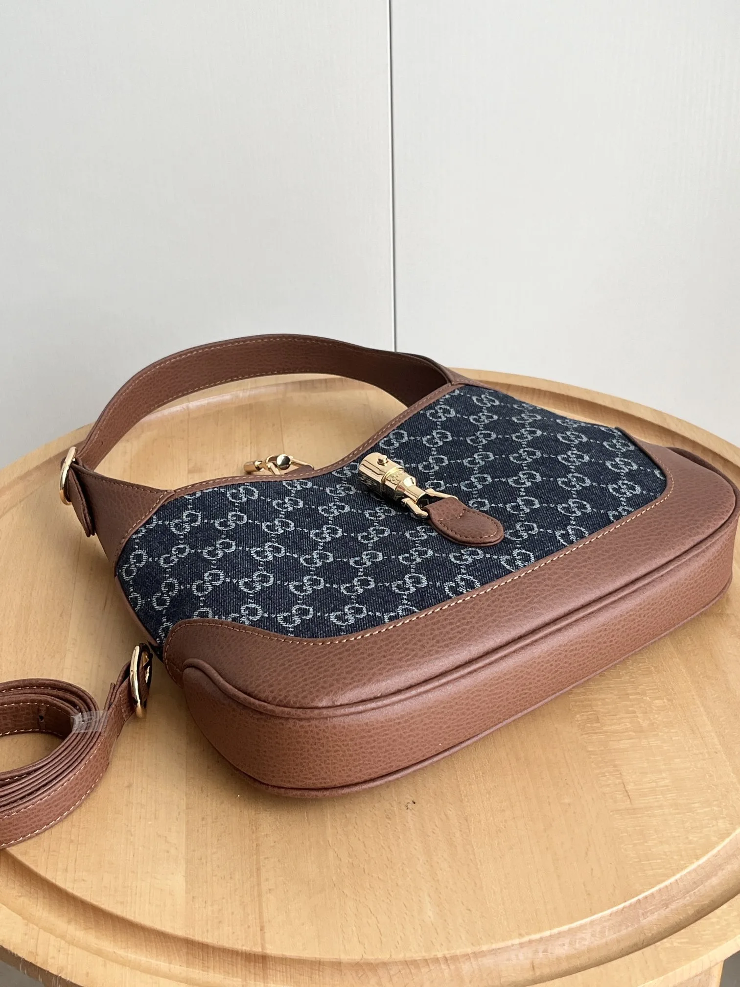 Gucci Jackie 1961 Small Shoulder Bag GG Denim Blue/Ivory - Bag