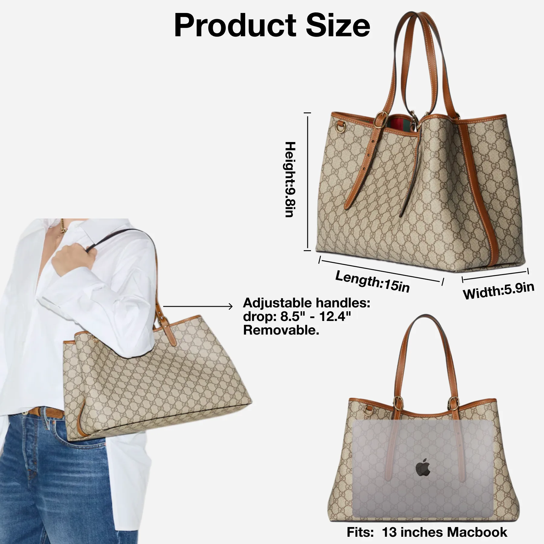 [TOP] Gucci GG Emblem Large brown tote bag