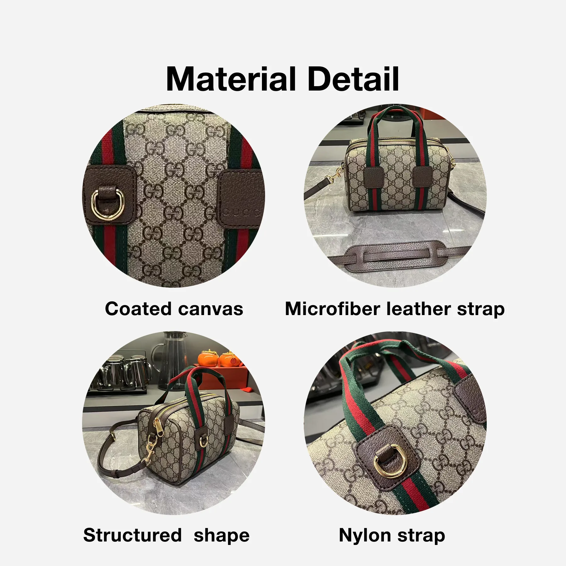 Gucci Mini GG Handbag - Beige and dark brown