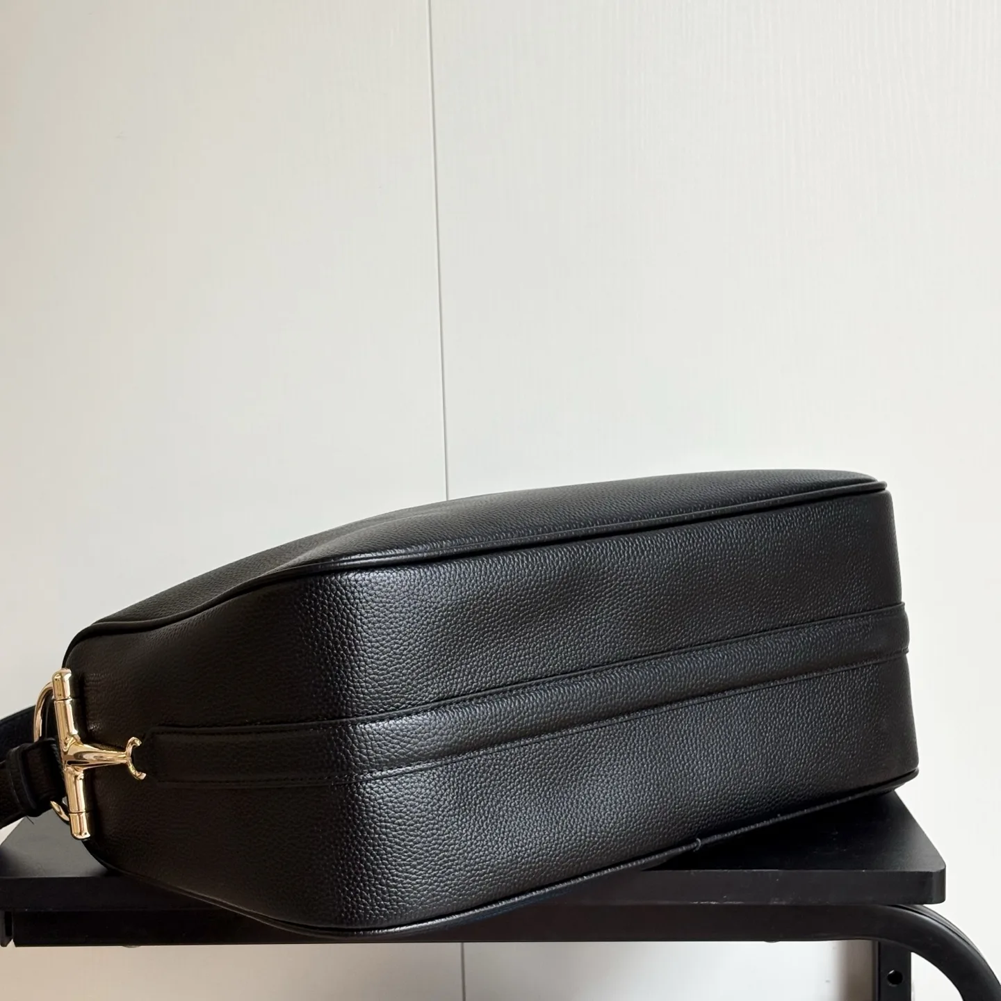 Gucci Half Horsebit Shoulder Black soft grainy leather Bag