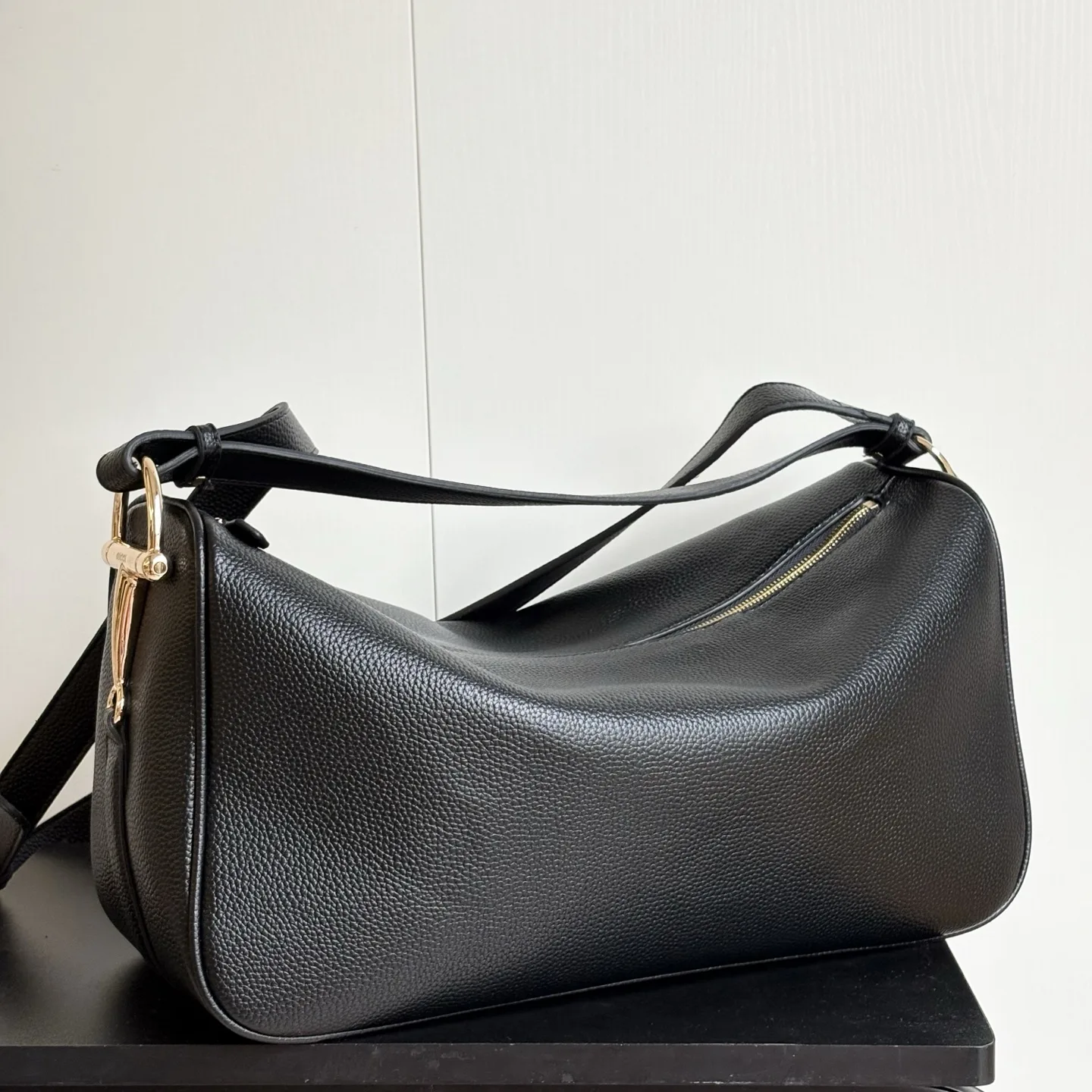 Gucci Half Horsebit Shoulder Black soft grainy leather Bag