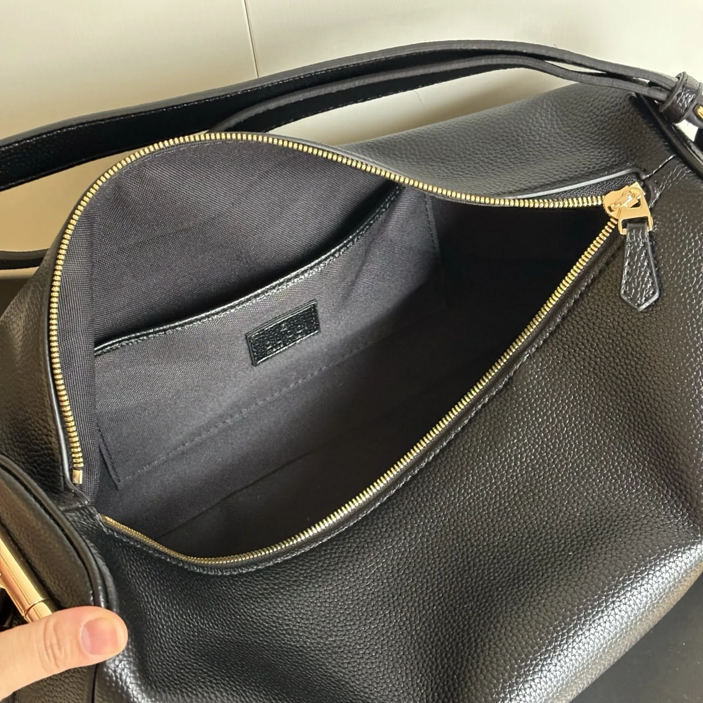 Gucci Half Horsebit Shoulder Black soft grainy leather Bag