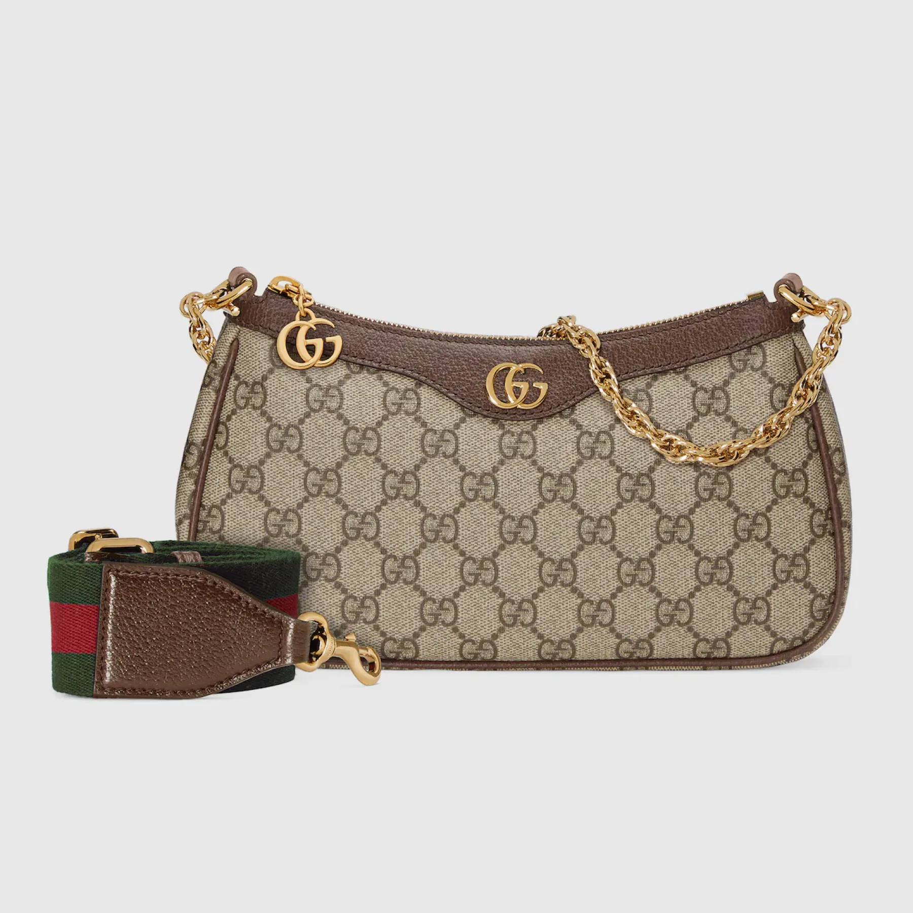 [TOP]Gucci Ophidia Collection Small Handbag - Beige And Dark Brown Bag
