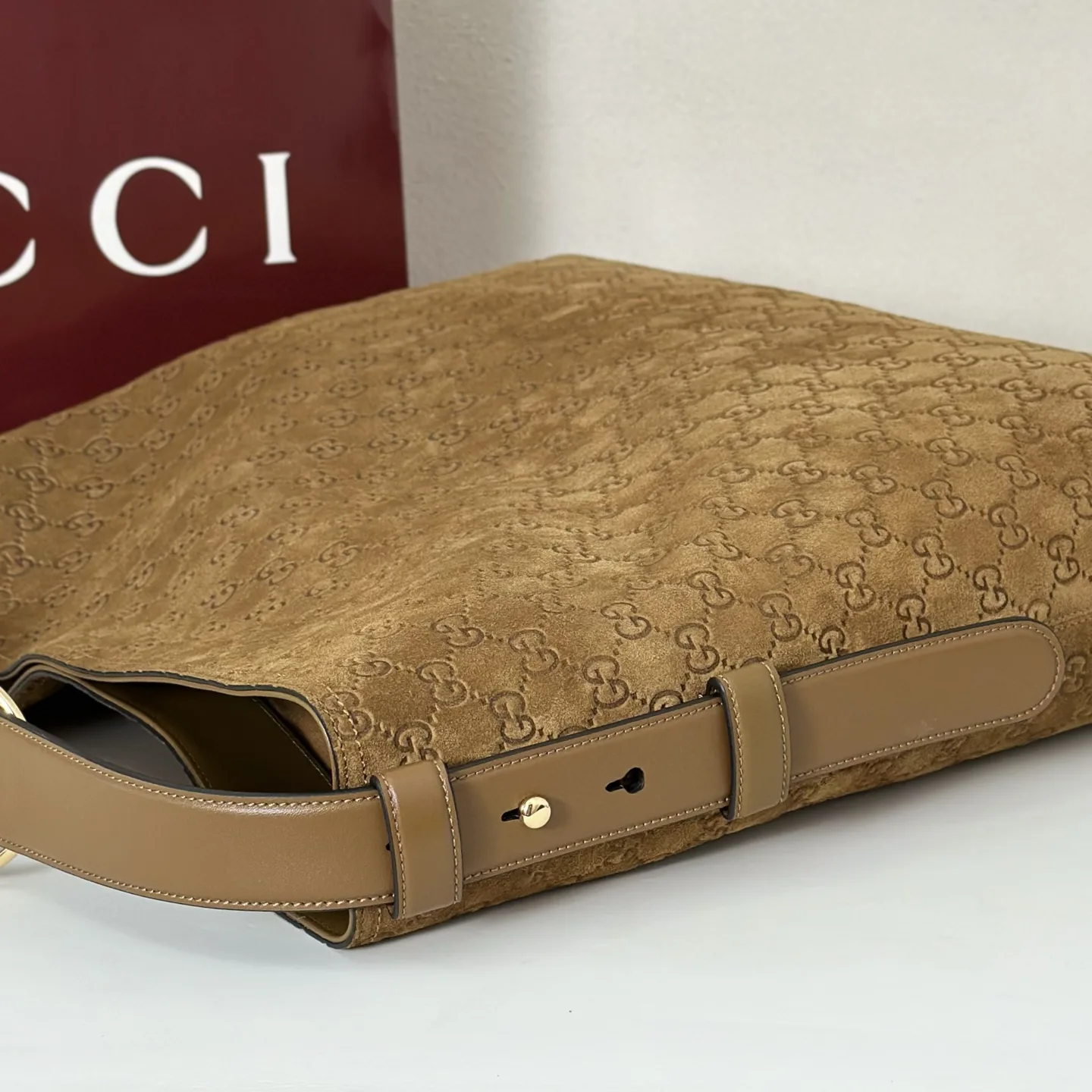 Gucci Beatrix large tote Brown embossed GG suede - Bag
