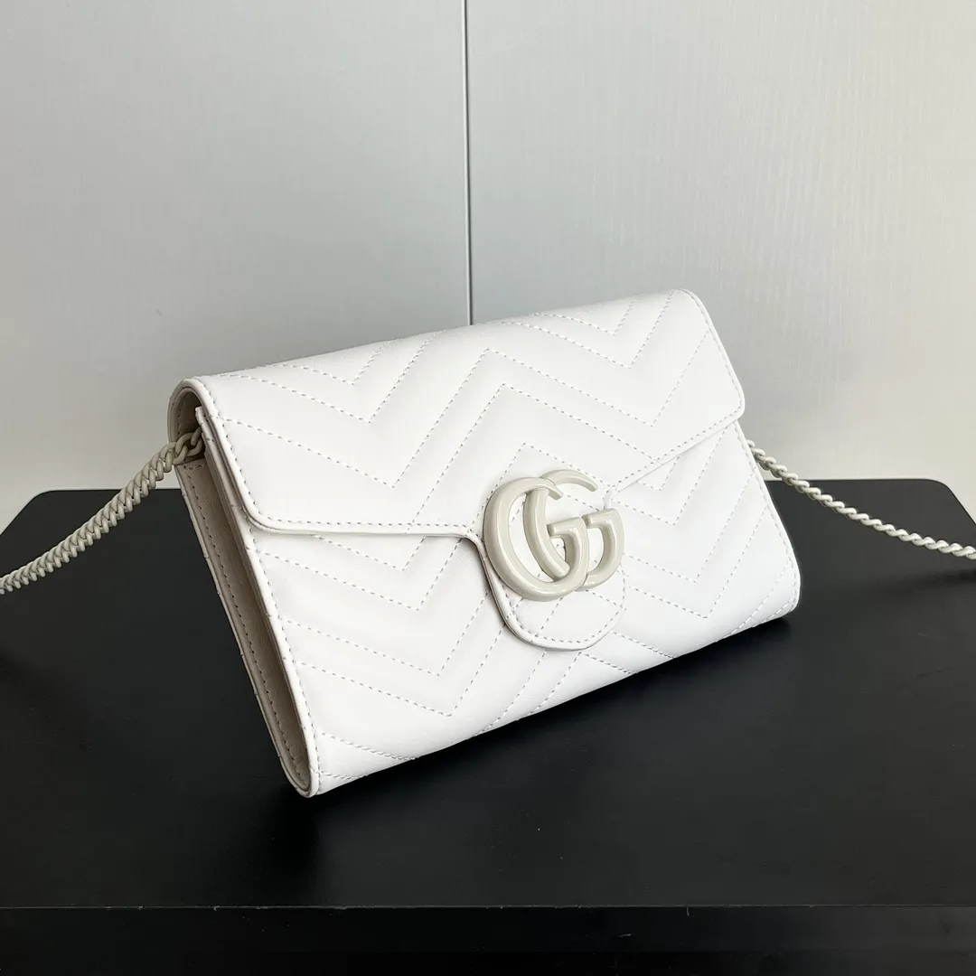 Gucci Marmont Chain Wallet - White Wallet