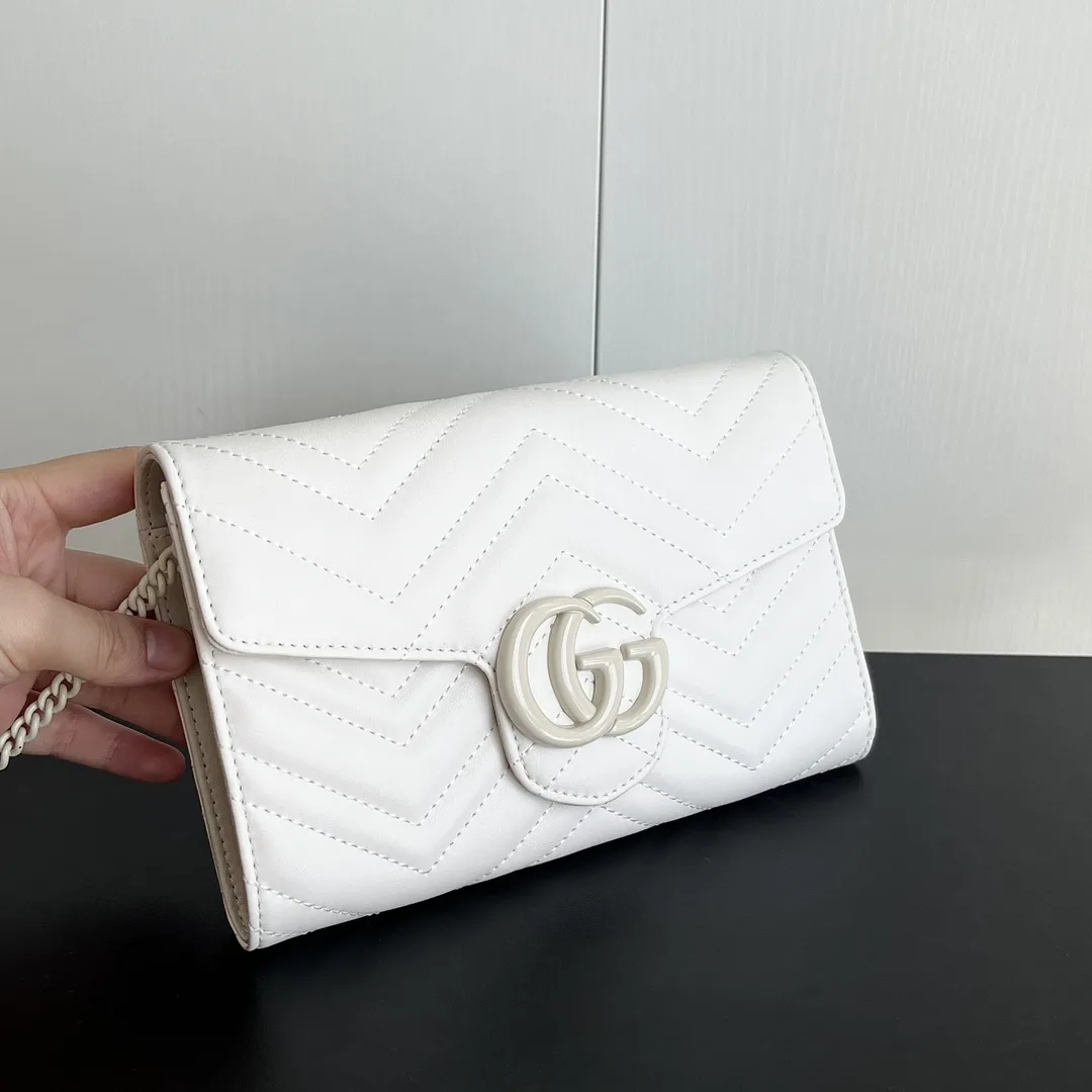 Gucci Marmont Chain Wallet - White Wallet