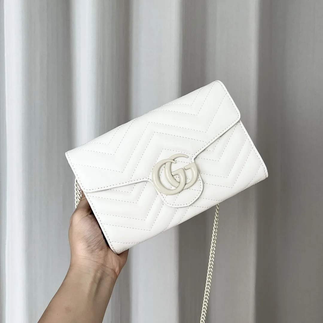 Gucci Marmont Chain Wallet - White Wallet