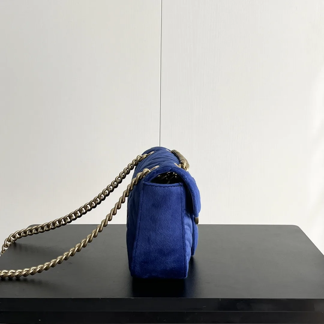 Gucci GG Marmont Velvet Collection - Blue Bag