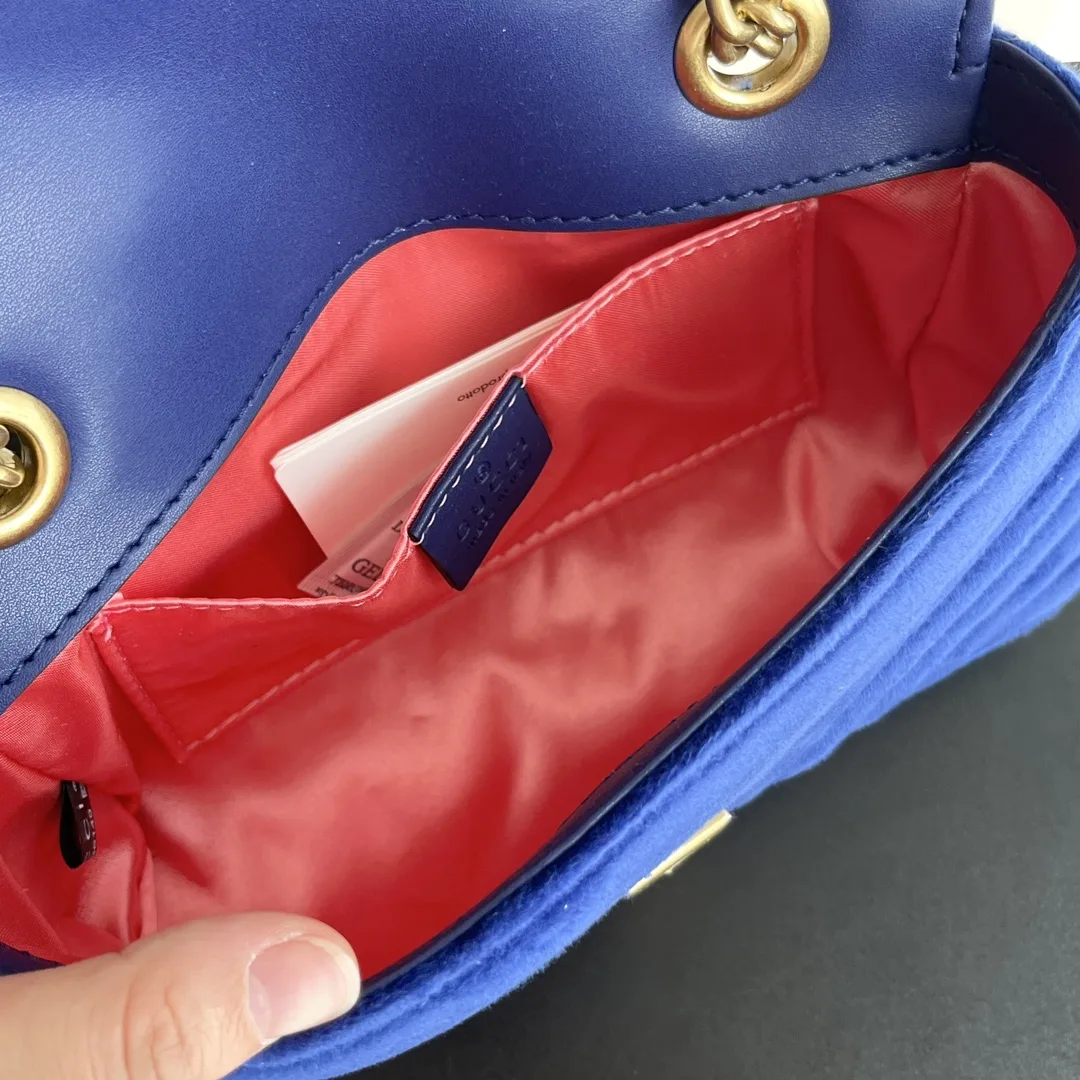 Gucci GG Marmont Velvet Collection - Blue Bag