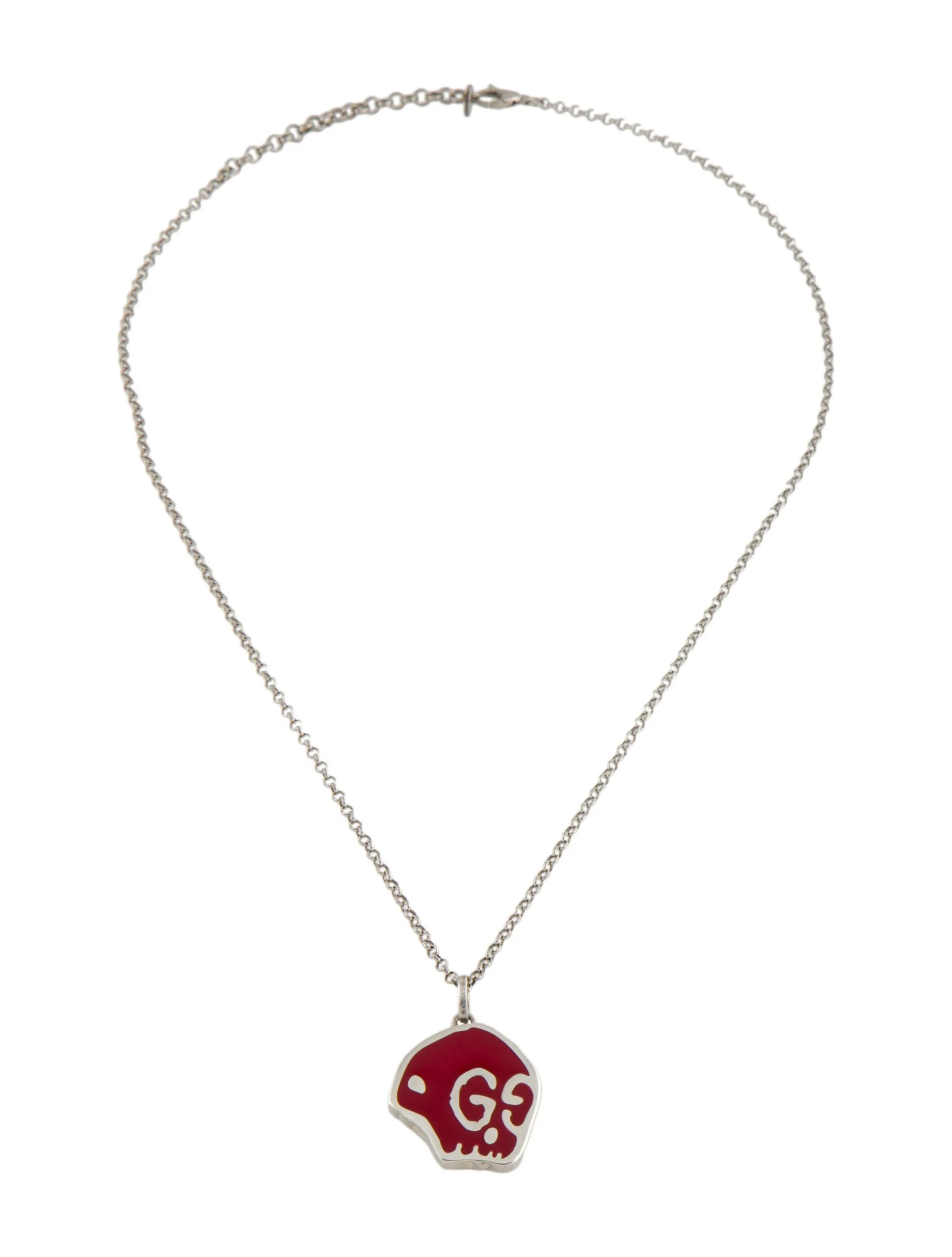 Enamel Ghost Skull Pendant Necklace