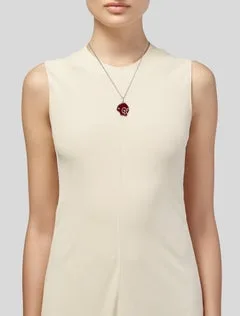 Enamel Ghost Skull Pendant Necklace